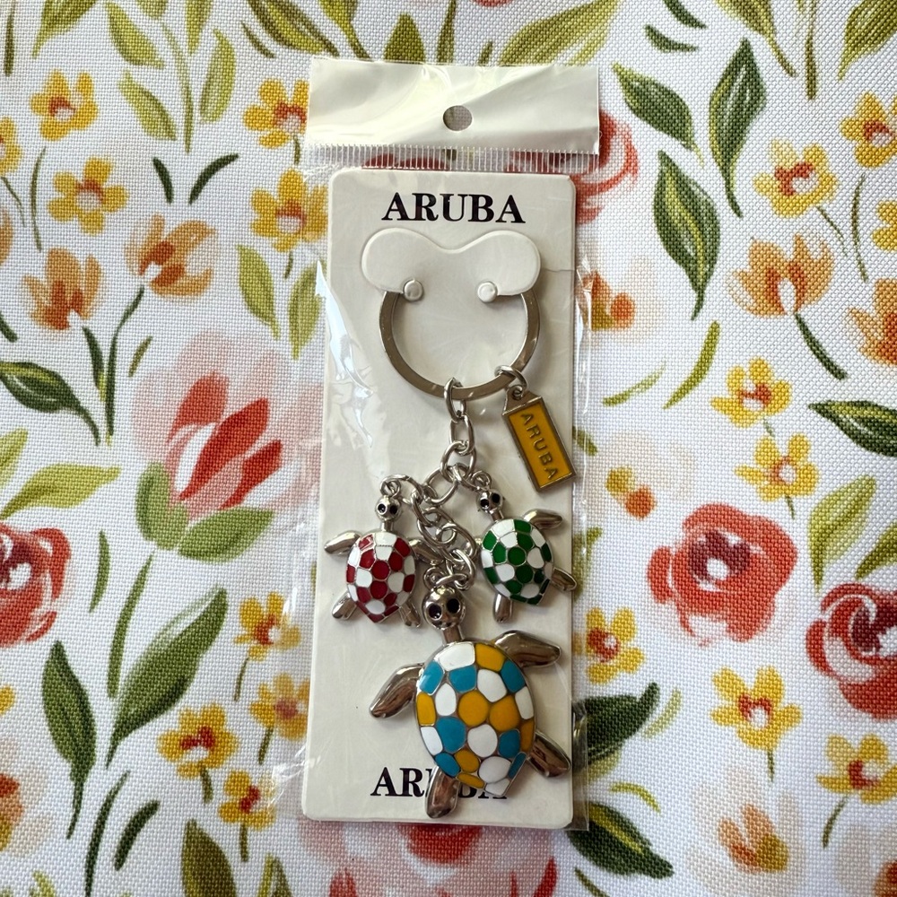 Colorful Aruba Turtle Keychain